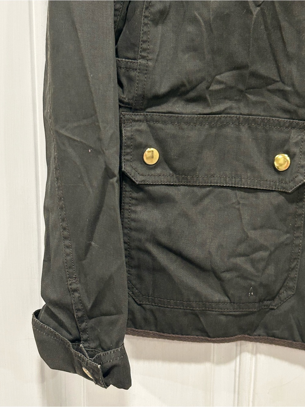 J.Crew Women's Downtown Field Jacket Military Green Utility Gold Hardware Sz M - Picture 3 of 9